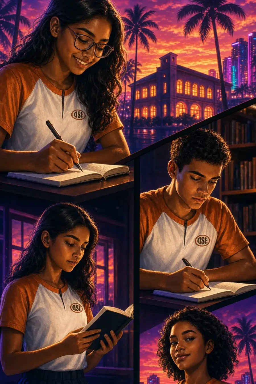 Estudantes do Colégio OSE em arte estilo pôster de jogo