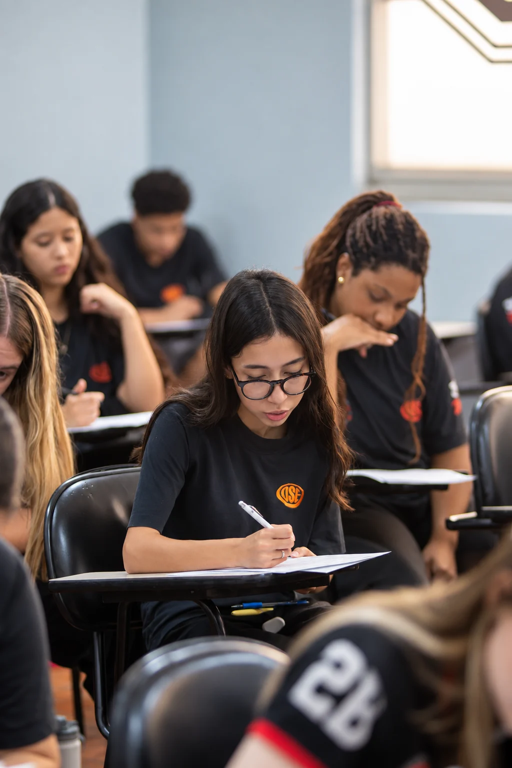 Alunos do Ensino Médio durante uma prova em sala